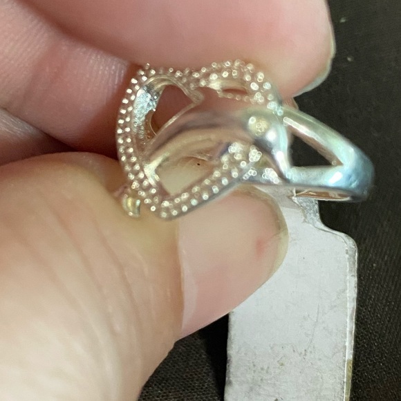 HP π Open Heart Ring With Two Bars 925 Sterling - Picture 6 of 6
